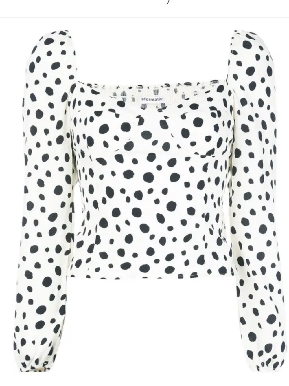 Reformation Reign long-sleeve spot print top size 6